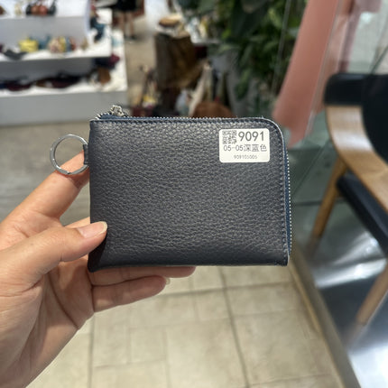 First-Layer Cowhide Zipper Coin Purse Bank Card Coin Small Leather Bag with Key Ring Mini Genuine Leather Coin Purse Wholesale