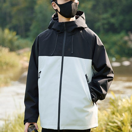 Spring and Autumn Thin Single-Layer Jacket with Printed Logo, Outdoor Mountaineering Clothing, Workwear, Windproof and Waterproof Casual Light Hiking Jacket