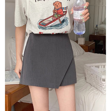 Black High-Waisted Mini Skirt for Women 2024 New Spring/Summer Style with Slit, A-Line, Bodycon Shorts