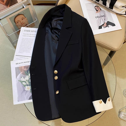 Trendy Cream White Blazer for Women Spring/Autumn 2024 New Korean Style Petite Versatile Suit Jacket