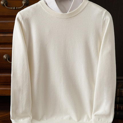 23 Autumn/Winter Wool Sweater Men's Round Neck Sweater Warm Casual Knitted Base Shirt Plus Size Business Gentleman Casual Versatile