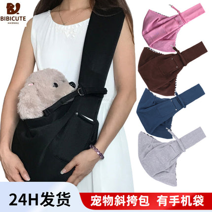 in stock new polyester pet diagonal bag with pocket capacity of 15kg inside out diagonal dog cat bag