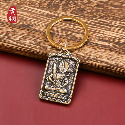 Brass Twelve Zodiac Eight Guardian Deities Gourd Keychain Pendant Five Emperors Coins Metal Small Gifts Manufacturer Wholesale