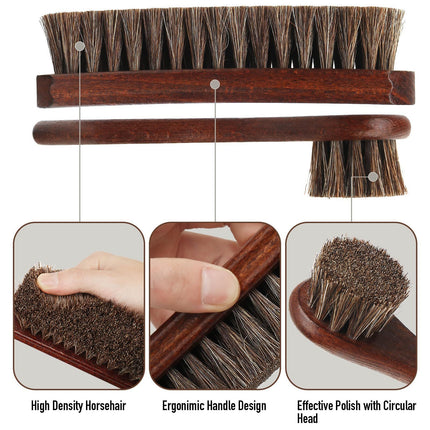 Horsehair Oiling Brush, Export High-End Horsehair Brush, Horsehair Beech Wood Brush, Leather Cleaning Supplies, Horsehair Shoe Brush Set
