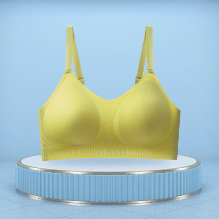 Summer Thin Large-Breasted Special Wire-Free Latex Bra Top-Up Jelly Anti-Sagging Vest-Style Seamless Intimates for Women