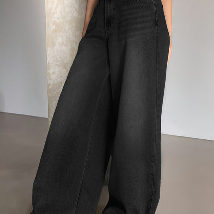 Cross-border foreign trade Amazon European and American water-washed blue wide-leg ultra-long floor-length jeans women's ripped loose casual pants
