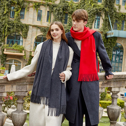 Couple Scarf Shawl High-End Versatile Wool Scarf Women's Winter 2025 New Solid Color Cashmere Scarf Wholesale