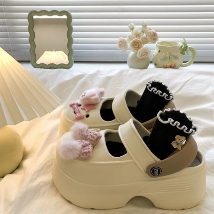High-value non-slip soft bottom casual summer women's slippers covered cute lightweight cartoon cat all-match fashion height
