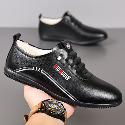 Winter Cotton Soft Leather Men's Shoes Soft Sole Men's Casual Shoes Slip-on Baita Lightweight Driving Pea Shoes Dad's Shoes