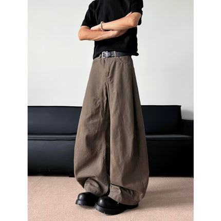Retro Silhouette Scimitar Cargo Pants Men's Spring and Autum American Retro Vintage Loose Casual Wide-Leg Jeans