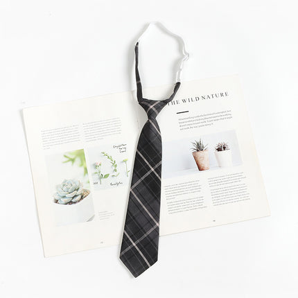 Japanese JK Academic Style Brown Retro Tie Female Lazy Wine-Free Red Shirt Accessories All-Match Black Stripe