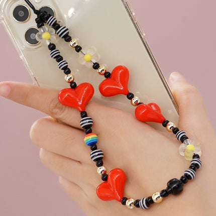 Factory direct supply handmade beaded mobile phone lanyard bluetooth speaker lanyard flashlight fan selfie stick U disk sling
