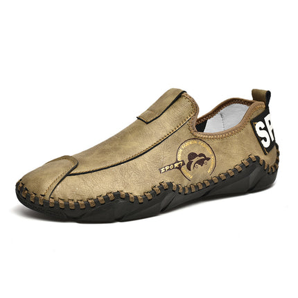 Cross-border Independent Station Amazon Explosions Loafers Handmade Soft Sole Slip-on Casual Leather Shoes Large Size 4748