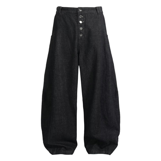 American Retro Wide-Leg Jeans for Women Versatile Topstitch Irregular Split Multi-Pocket Scimitar Silhouette Floor-Length Pants Unisex