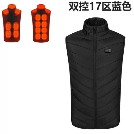 Factory Direct Sales Cross-Border New Smart Heating Vest Winter Constant Temperature Electric Heating Cotton Clothing Casual Stand-Up Collar Warm for Men and Women