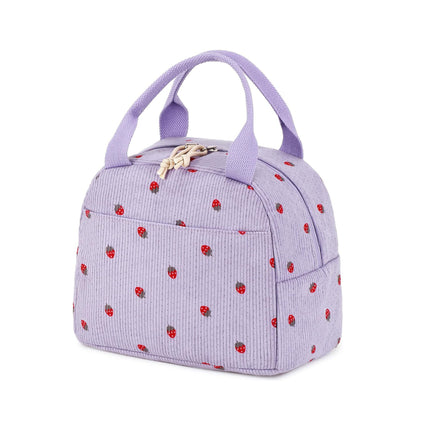 Cross-Border Hot-Selling Corduroy Strawberry Large-Capacity Lunch Bag Travel Business Trip Spring Outing Picnic Ice Bag Work Thermal Bag