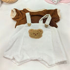 25cm barcelona bear clothes / D058 brown t overalls