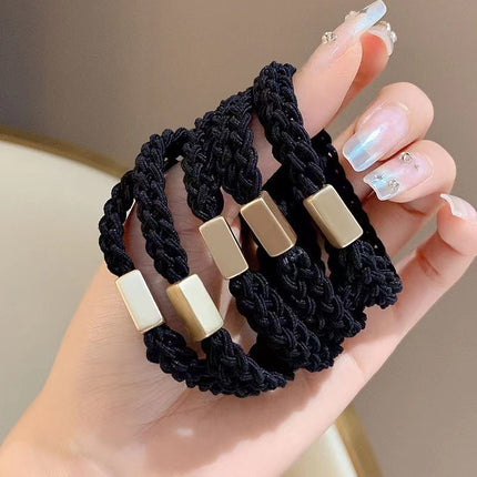 High-End Black Ponytail Hair Rope, Durable Large Intestine Hair Tie, Small Intestine Headband, Scalp Band, Headband, Women's Hair Accessories, Leather Case