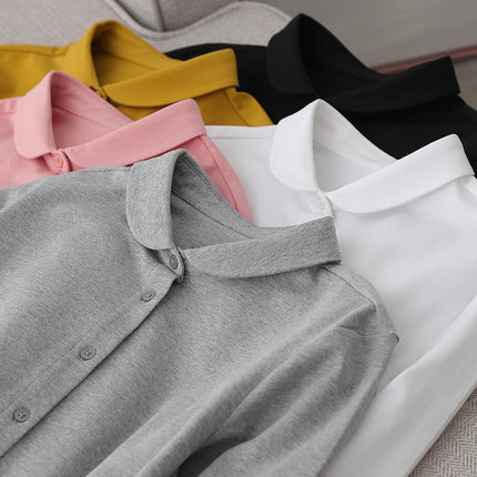 26 Spring and Autumn Comfortable Versatile Base Shirt Japanese Style Stretch Knit Combed Cotton Crew Neck Long Sleeve Shirt for Women