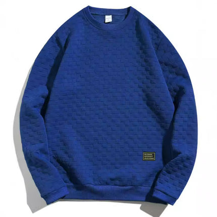 Men's Sweatshirt 2025 Cross-Border Amazon Autumn and Winter New Heavy Plaid Loose Casual Pullover Round Neck Top