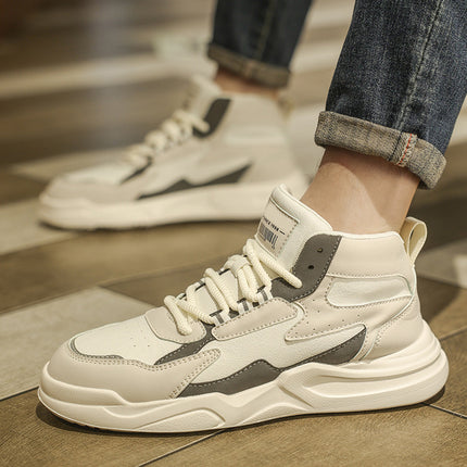 Winter Men's Shoes 2025 New Trendy Versatile Student Casual Sports Sneakers with Fleece High-Top Work Shoes Cotton Shoes