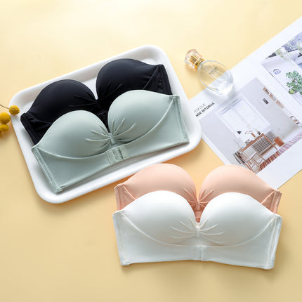 Half cup strapless spring and summer new underwear women's wireless push up top support non-slip beauty back front buckle bra wholesale