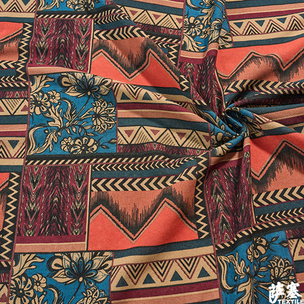 Hemp Cotton Digital Printed Fabric Yunnan Lijiang Retro Bohemian Fabric Hotel Pillow Bar Tablecloth