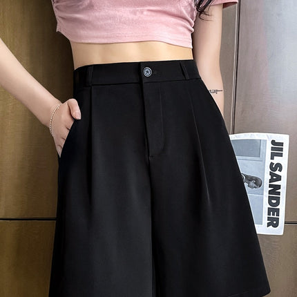 Women's Summer 2024 New Suit Shorts for Petite and Plus-Size, Casual A-Line Mid-Length Shorts, Five-Point Shorts with Drape, A-Line Shorts