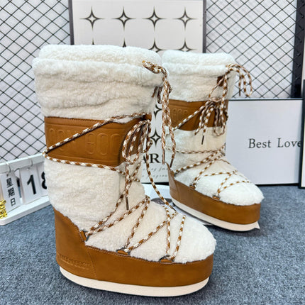 Celebrity Style Thick-Soled Colorful Moon Boots 2025 Winter New Long Ski Boots Warm Anti-Ski Boots for Women