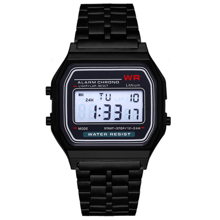 Popular LED electronic watch Harajuku style fashion watch multi-functional student watch foreign trade WR F91W steel belt