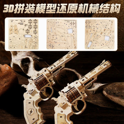 Wooden Rubber Tendon Gun Educational Toys Assembled 3d Puzzle Model Wooden Blocks Desert Eagle CSgo Game Same
