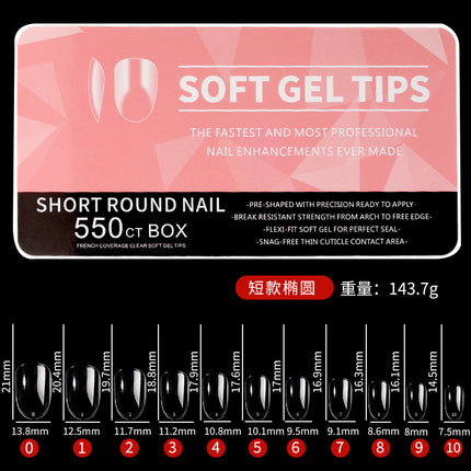 Cross-border nail transparent glossy nail patch fake finger ultra-thin seamless nail patch 550 pieces/boxed porcelain white box nail patch