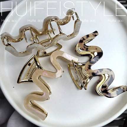 Shell Spring and Summer New Metal Shark Grab Clip Acetic Acid Wave High-Level French Back Head Clip Grab Clip Hairpin for Women