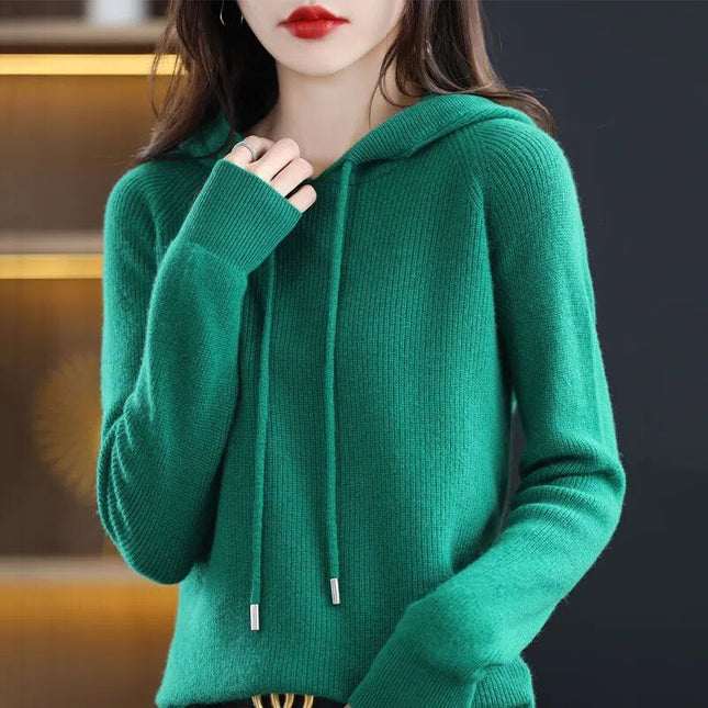 Autumn and Winter New Hooded Knitwear Women's Casual Loose Large Size Sweater Jacket Korean Solid Color Lazy Thickened Hoodie