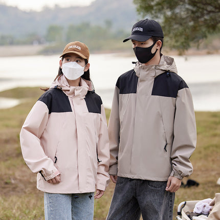 23657 Spring and Autumn Outdoor Men's Color Block Thin Hooded Jacket Xizang Casual Sports Men's and Women's Jacket