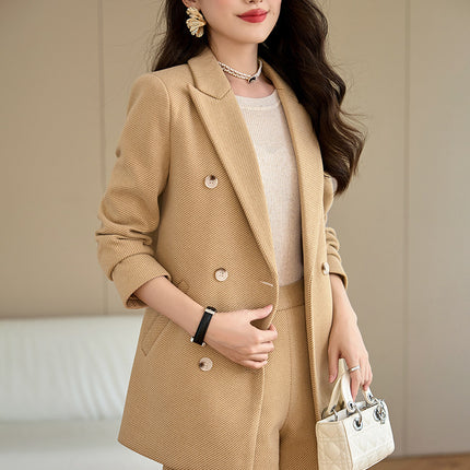 High-end Spring and Autumn Small Suit Jacket Women's Suit Business Wear Temperament Goddess Fan Fashion Dress OL Black Work Clothes