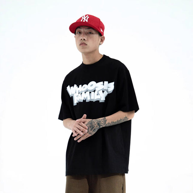 Fun Graffiti Popping Letter Print Short-Sleeved T-Shirt Hip-Hop Oversize Original National Fashion Brand Loose for Men and Women