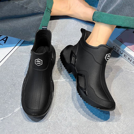 New Rain Boots Short-Tube Men's Adult Waterproof Shoes Women's Rain Boots Non-Slip Wear-Resistant Rubber Shoes Kitchen Fashion Fishing Water Boots