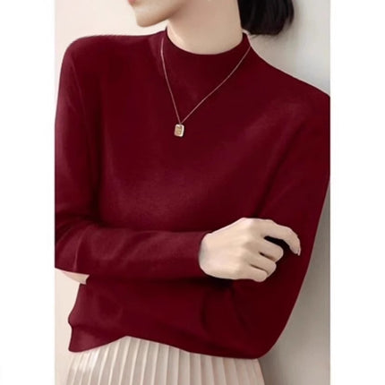 Spring and Autumn Women's Slim Pure Color New Bottoming Shirt 2025 Turtleneck Bottoming Shirt T-Shirt Fashionable T-Shirt Mid-Collar