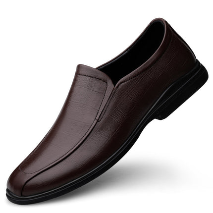 2024 First-Layer Cowhide Men's Casual Leather Shoes, Middle-Aged Style, Soft Sole, Breathable and Comfortable Dad Shoes, Trendy Office Leather Shoes