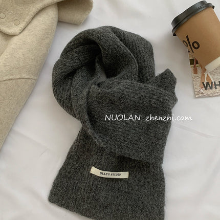Factory Wool Blended Solid Color Wool Scarf Women's Winter White South Korea New Student Couple Simple Knitted Scarf
