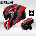 Helmet-knight black and red [hd dual mirror]
