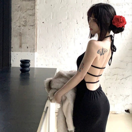 Light Luxury and Sexy Ladylike Style Backless Banquet Dress, Elegant High-Waisted Slimming Fishtail Hip-Hugging Skirt