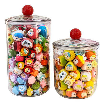 Cute Storage Can Transparent Dustproof Small Hand-held Greedy Baby Mini Bubble Mart Lego Storage Box