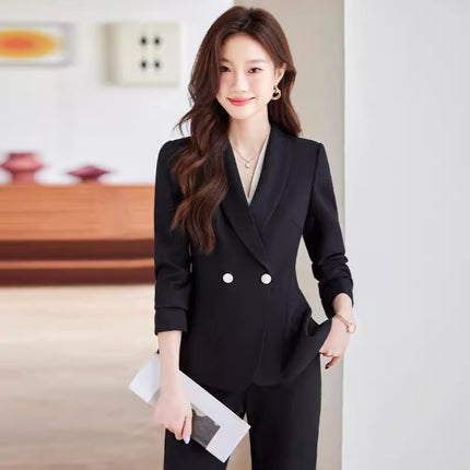apricot Suit suit Women's 2024 New Spring and Autumn Business Wear Temperament Goddess Fan Jewelry Shop Beauty Salon Work Clothes