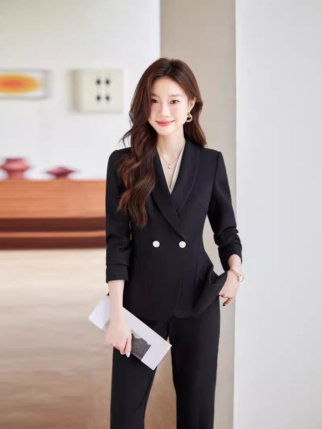 apricot Suit suit Women's 2024 New Spring and Autumn Business Wear Temperament Goddess Fan Jewelry Shop Beauty Salon Work Clothes