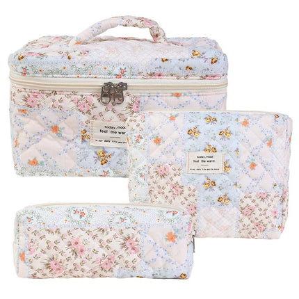 2025 Small Fresh and Cute Cotton Cosmetic Bag Niche Portable Toiletry Cosmetics Bag Floral Ins Cute Box Bag Box