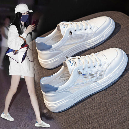 Genuine Leather White Sneakers for Women 2026 Spring/Summer Mesh Breathable Comfortable Lightweight Sneakers Hollow Thin Stylish Women's Casual Shoes