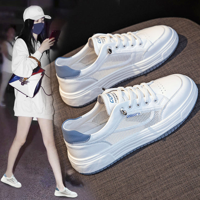 Genuine Leather White Sneakers for Women 2026 Spring/Summer Mesh Breathable Comfortable Lightweight Sneakers Hollow Thin Stylish Women's Casual Shoes