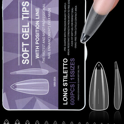 Cross-border grinding-free ultra-thin nail art half frosted seamless false finger nail patch soft gel tips 600p